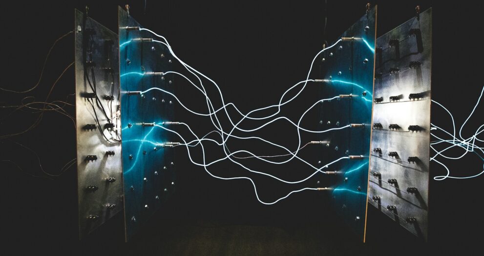 two square blue LED lights